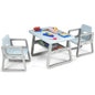 3PCS Kids Table and Chairs Set, Children Play Tables with Storage Rack