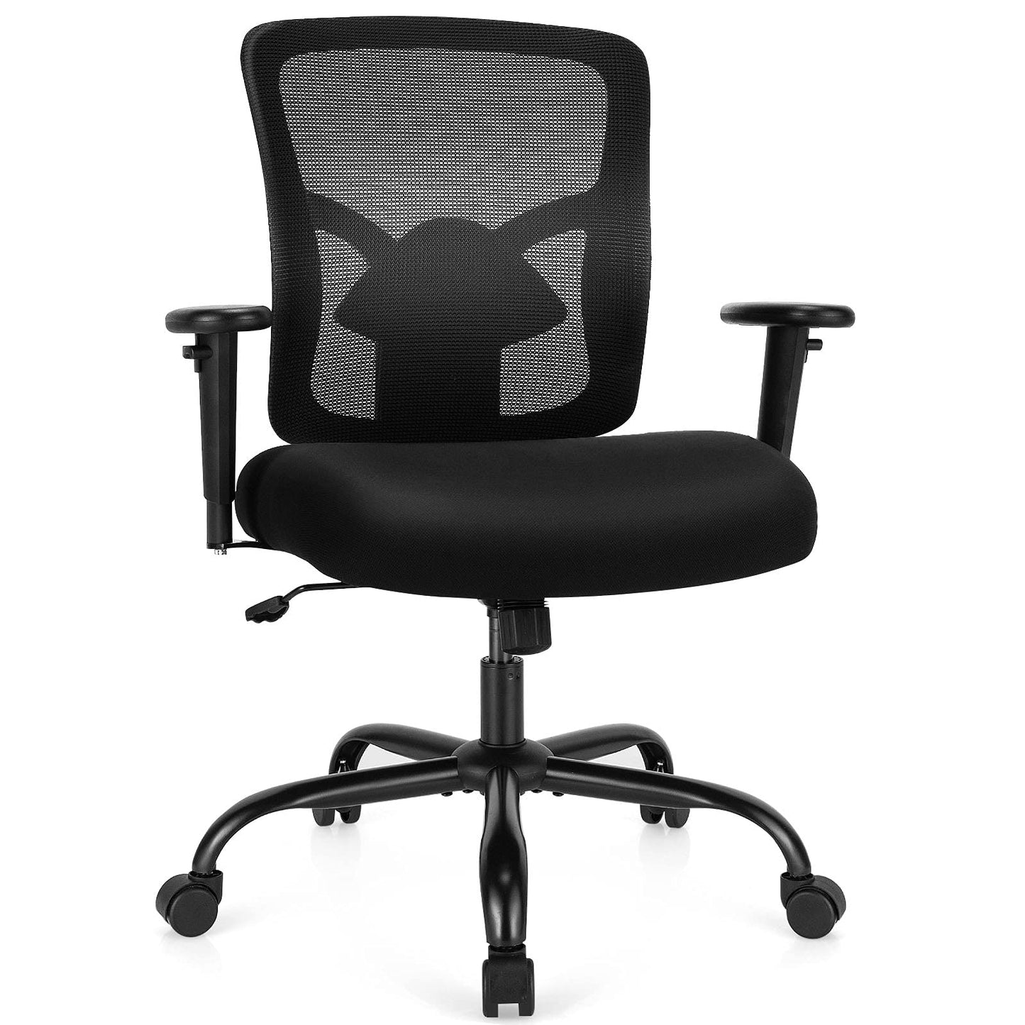 400LBS Big and Tall Mesh Office Chair, Height Adjustable Computer Desk Chair with Rocking Backrest