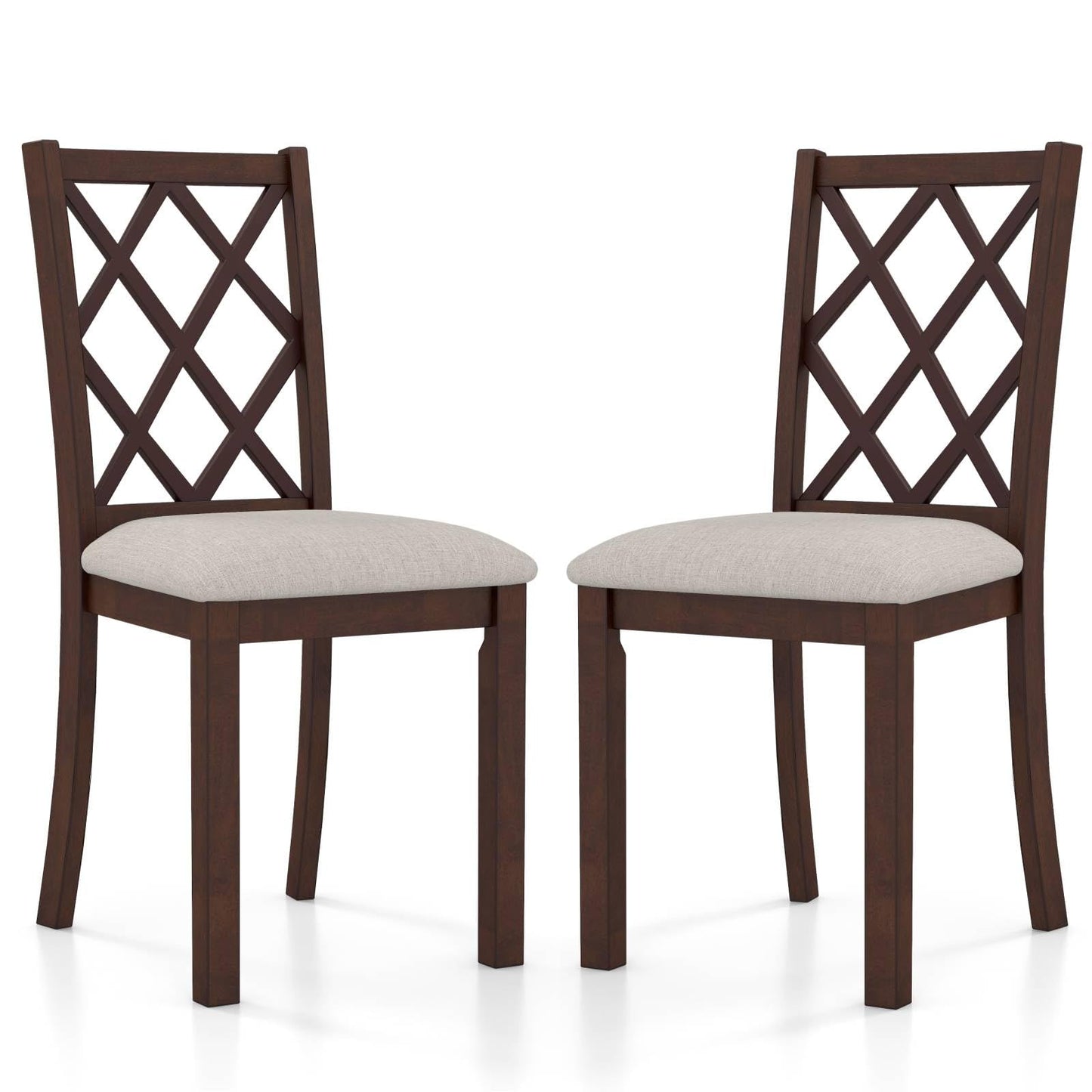 GiantexUK Dining Chairs Set of 2/4, Linen Fabric Upholstered Kitchen Barstools with Hollowed Backrest