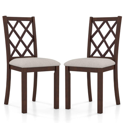 GiantexUK Dining Chairs Set of 2/4, Linen Fabric Upholstered Kitchen Barstools with Hollowed Backrest