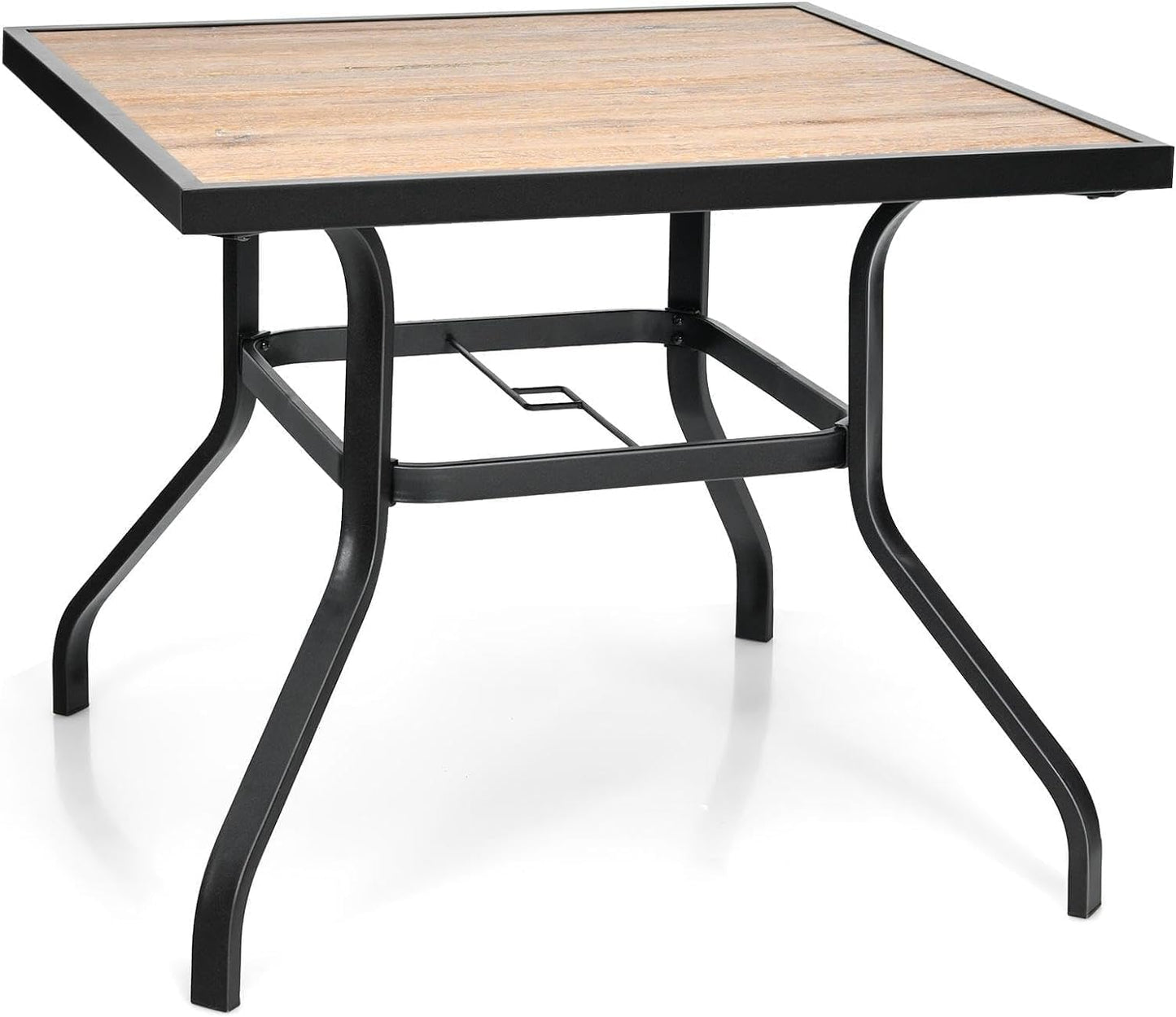 GiantexUK 90 cm Square Patio Dining Table with Powder-Coated Steel Frame