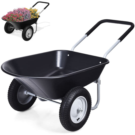 GiantexUK 2-Wheeled Wheelbarrow, Garden Cart with Twin Pneumatic Tyres & Soft Grip Handle