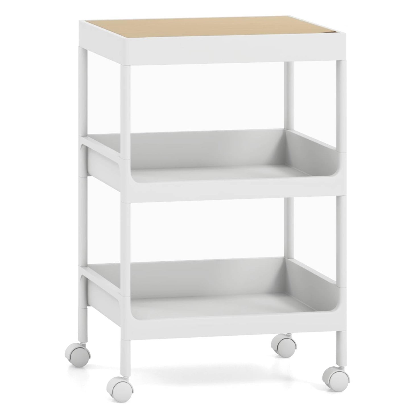 GiantexUK 3-Tier Storage Trolley on Wheels, Slide Out Rolling Serving Cart with Detachable Tabletop & Handle Hole