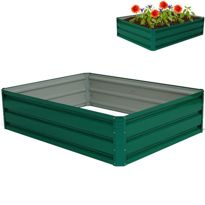 GiantexUK Raised Garden Bed, Galvanized Metal Rectangular Planter Box with Open Bottom