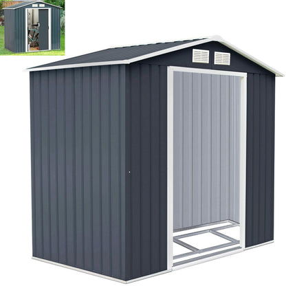 GiantexUK 7x4FT Metal Garden Shed (7x4FT, 2 Vents, with Base)