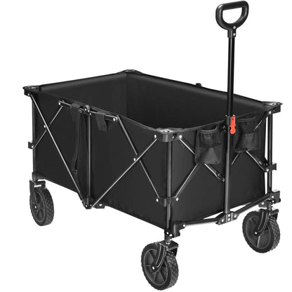 GiantexUK Foldable Wagon Cart, Outdoor Garden Trailer with Adjustable Handle