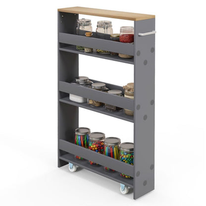 GiantexUK Kitchen Storage Trolley, 4 Tier Slim Utility Rolling Cart with Wheels & Handle