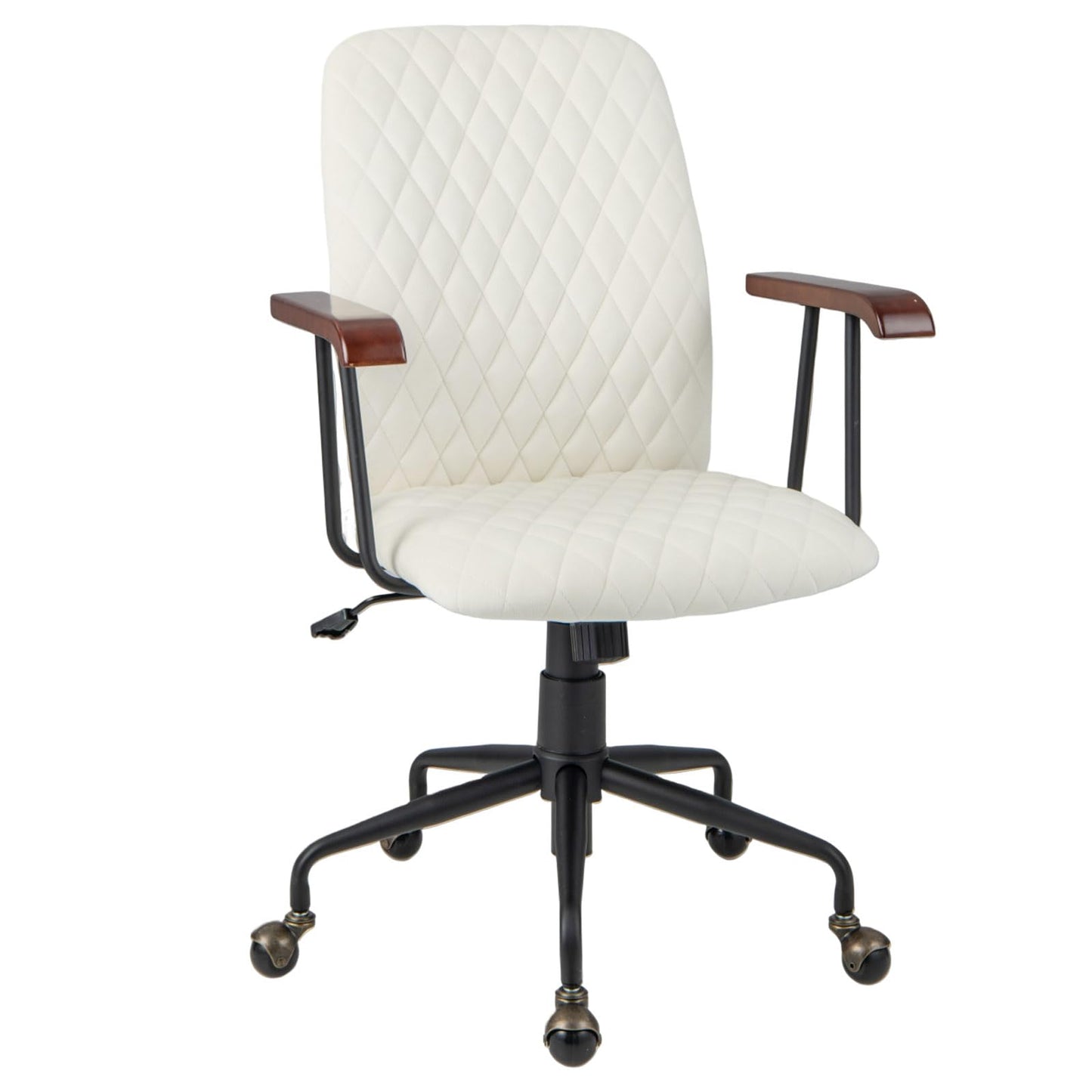 Velvet Office Chair, Ergonomic Swivel Computer Desk Chair with Rubber Wood Armrests