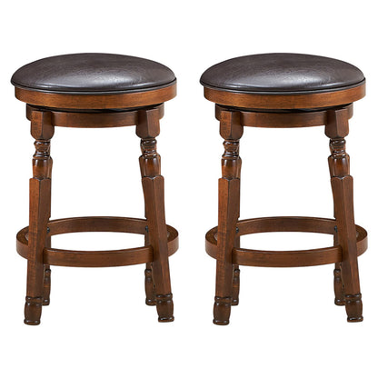 GiantexUK Bar Stools Set of 2, Swivel Upholstered PU Leather Barstools with Footrest