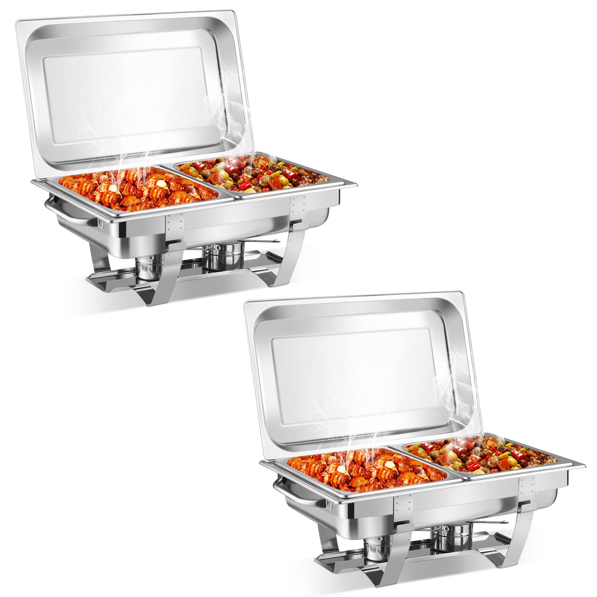 GiantexUK Double Chafing Dish, 9L Stainless Steel Chafer Set with Food Pan (2 Separate Food Pans)