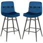 GiantexUK Bar Stools Set of 2, Velvet Upholstered Kitchen Barstools with Curved Tufted Back & Footrests