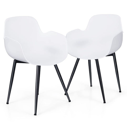 GiantexUK Set of 2 Dining Chairs, Modern Plastic Chairs with Backrest