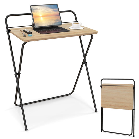 Folding Computer Desk, No-Assembly Required Study Desk Writing Table with Wide Desktop