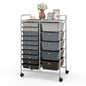 GiantexUK 15 Drawers Rolling Trolley, Utility Storage Organizer Cart with Wheels