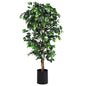 GiantexUK 6FT Artificial Ficus Tree, Tall Fake Plant with Lifelike Leaves & Plastic Pot