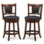 GiantexUK Bar Stools Set of 2, Swivel Upholstered Barstools with PVC Cover Seat, Curved Backrest & Footrest, 46 x 50 x 98cm