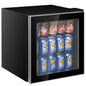 GiantexUK Mini Fridge, 46L Quiet Frost Free Beverage Cooler with LED Light, Adjustable Removable Shelves & Glass Door