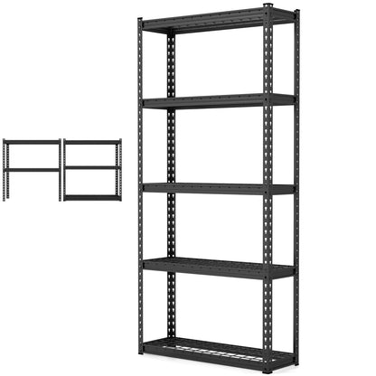 GiantexUK 5 Tier Garage Shelving Unit, Heavy Duty Adjustable Metal Shelves with Anti-tipping Device, 90x29x183cm