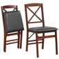 GiantexUK Folding Dining Chairs Set of 2/4, PVC Leather Upholstered Kitchen Chairs with Backrest & Non-Slip Foot Pads