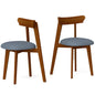 Dining Chairs Set of 2, Upholstered Kitchen Chairs with Curved Backrest & Linen-like Fabric Padded Seat