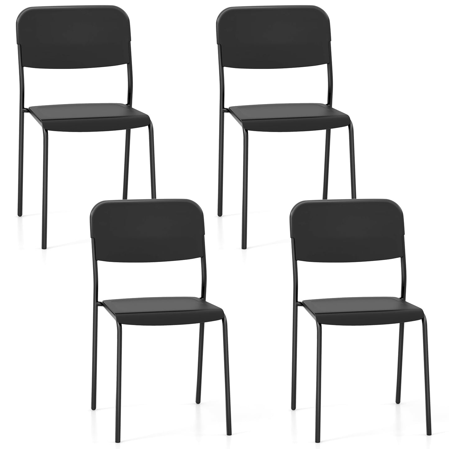 Dining Chairs Set of 4, Stackable Kitchen Chairs with Tilted Backrest