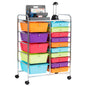 GiantexUK 15 Drawers Rolling Trolley, Utility Storage Organizer Cart with Wheels