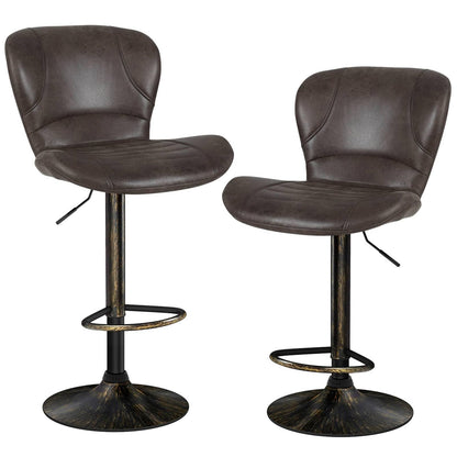 Bar Stools Set of 2, Adjustable Height 360° Rotatable Counter Dining Chair (Dark Brown, 56 x 47 x 113cm)