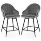 GiantexUK Bar Stools Set of 4, Upholstered Velvet Swivel Barstools with Backrest, Grey