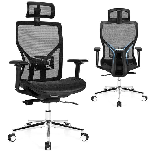 Mesh Office Chair, Ergonomic High Back Swivel Computer Desk Chair with Adjustable Lumbar Support