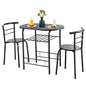 GiantexUK 3-Piece Dining Table Set, Metal Frame Kitchen Table Set with Storage Shelf