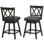 GiantexUK Bar Stools Set of 2, Upholstered 360° Swivel Barstools with Slatted Back & Footrest