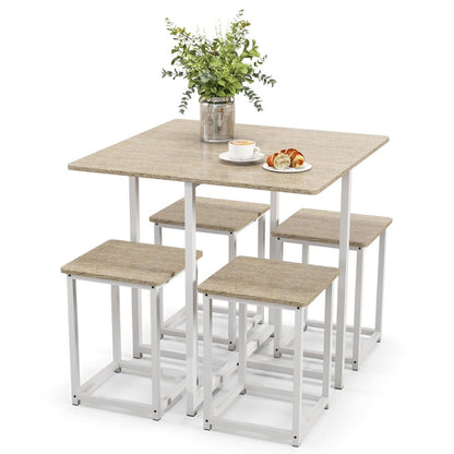 GiantexUK Dining Table with 4 Stools, 4-Person Industrial Table and Stool Set