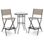 GiantexUK 3 Piece Bistro Set, Garden Dining Furniture Set with Round Bar Table and 2 Folding Chairs (Table+2 Armless Bar Chairs)