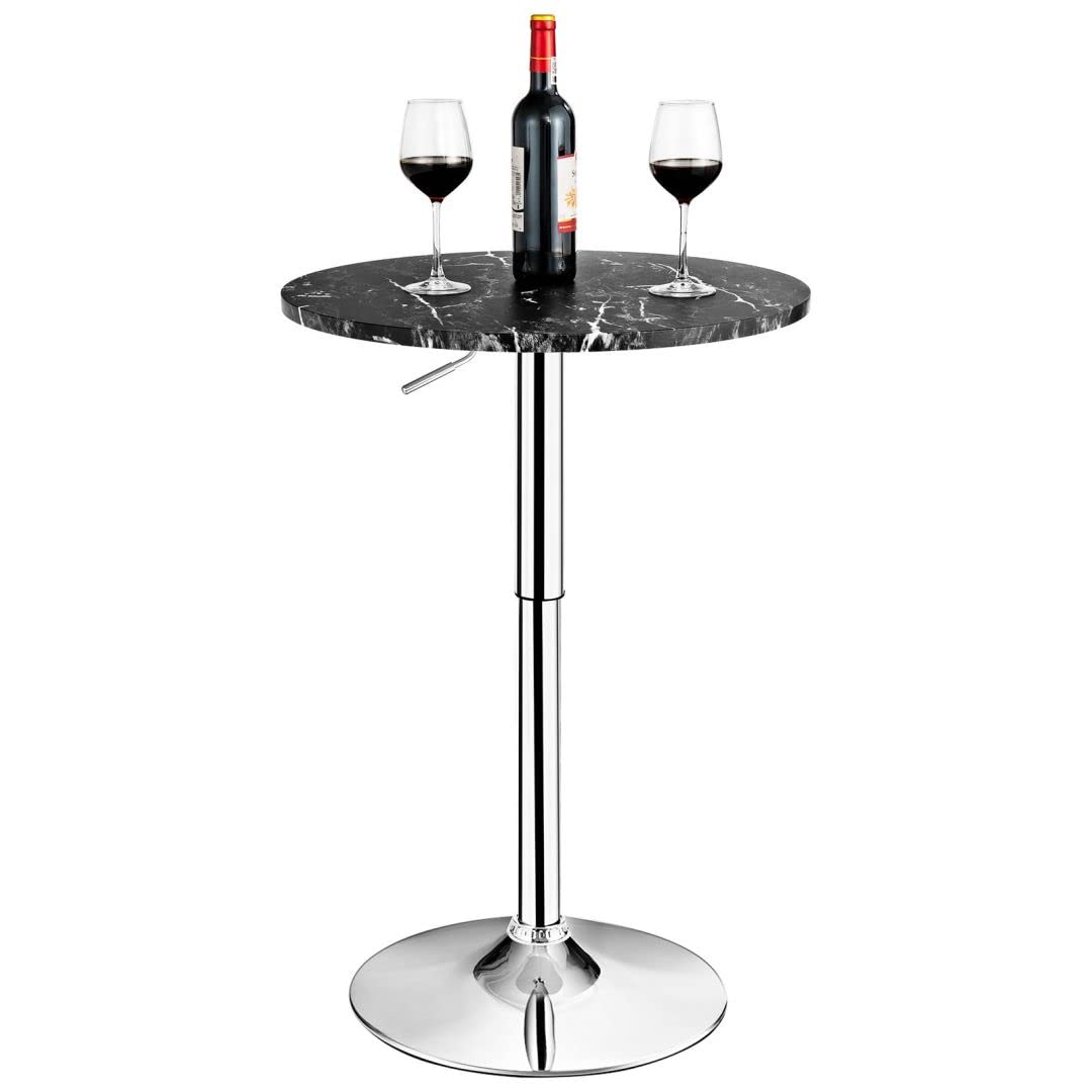 GiantexUK Round Bar Table, Adjustable Height Coffee Table with Non-slip Rubber Ring