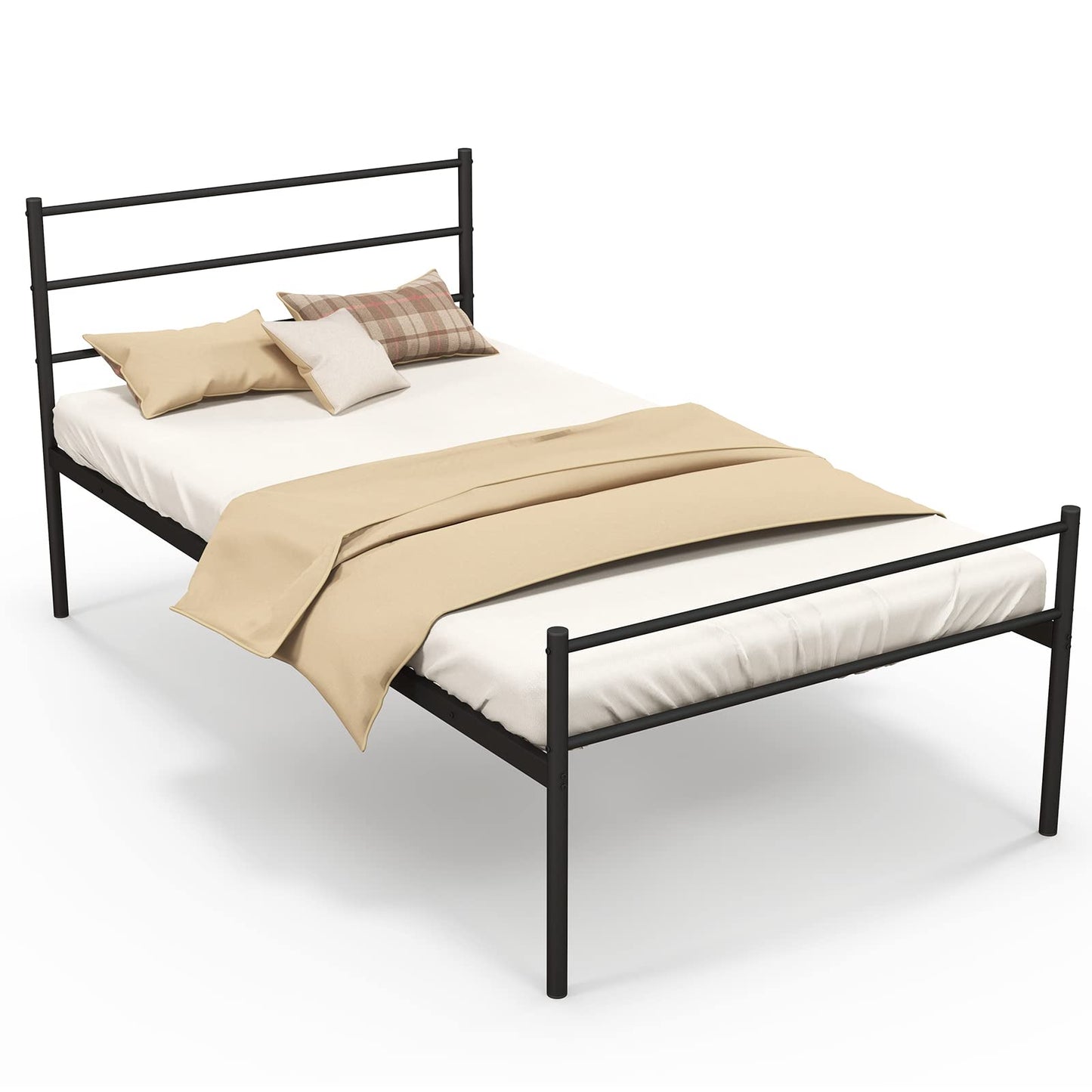 3FT Single Bed Frame, Metal Platform Bed with Headboard & Footboard and Underbed Storage