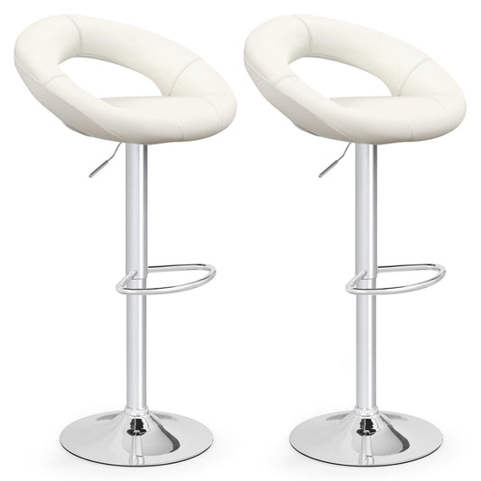 Bar Stools Set of 2, Height Adjustable Swivel Gas Lift Counter Chairs with Footrest