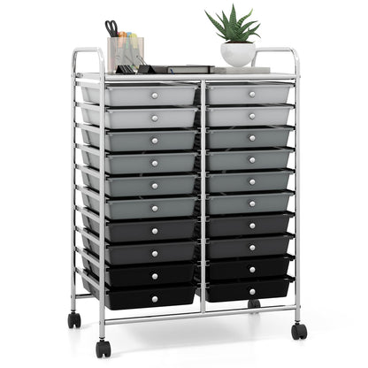 GiantexUK 20 Drawers Storage Trolley, Multipurpose Mobile Rolling Cart with Lockable Wheels