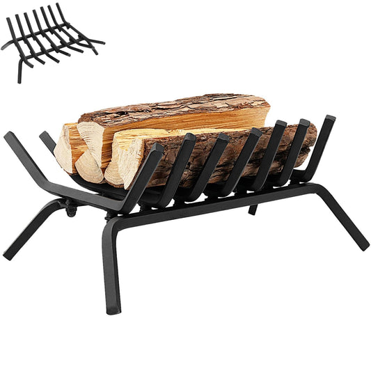 GiantexUK 19'' Fire Grate, Heavy Duty Steel Firewood Log Holder, Indoor Outdoor Fireplace Coal Wood Storage Basket Shelf