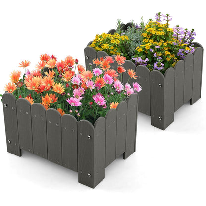 GiantexUK Raised Garden Bed Set of 2, HDPE Elevated Planter Box with Drainage Gaps