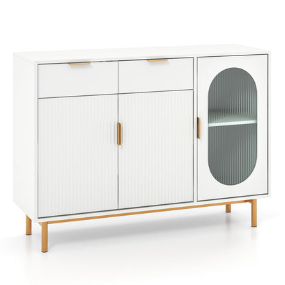 GiantexUK Kitchen Storage Cabinet, Wooden Buffet Sideboard with Doors, 2 Large Drawers, Shelves & Anti-Toppling Device