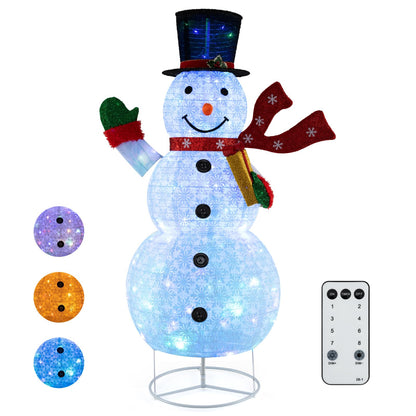 6FT Lighted Christmas Snowman, Pre-Lit Snowman Ornament Xmas Decoration with 180 LED Lights