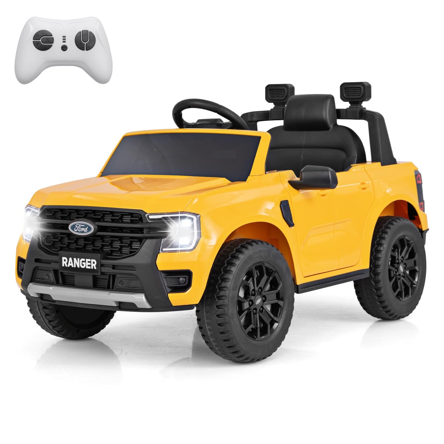 12V Kids Electric Ride on Car with Remote Control, Storage Basket, USB, Music, Light, Wireless and Power Display