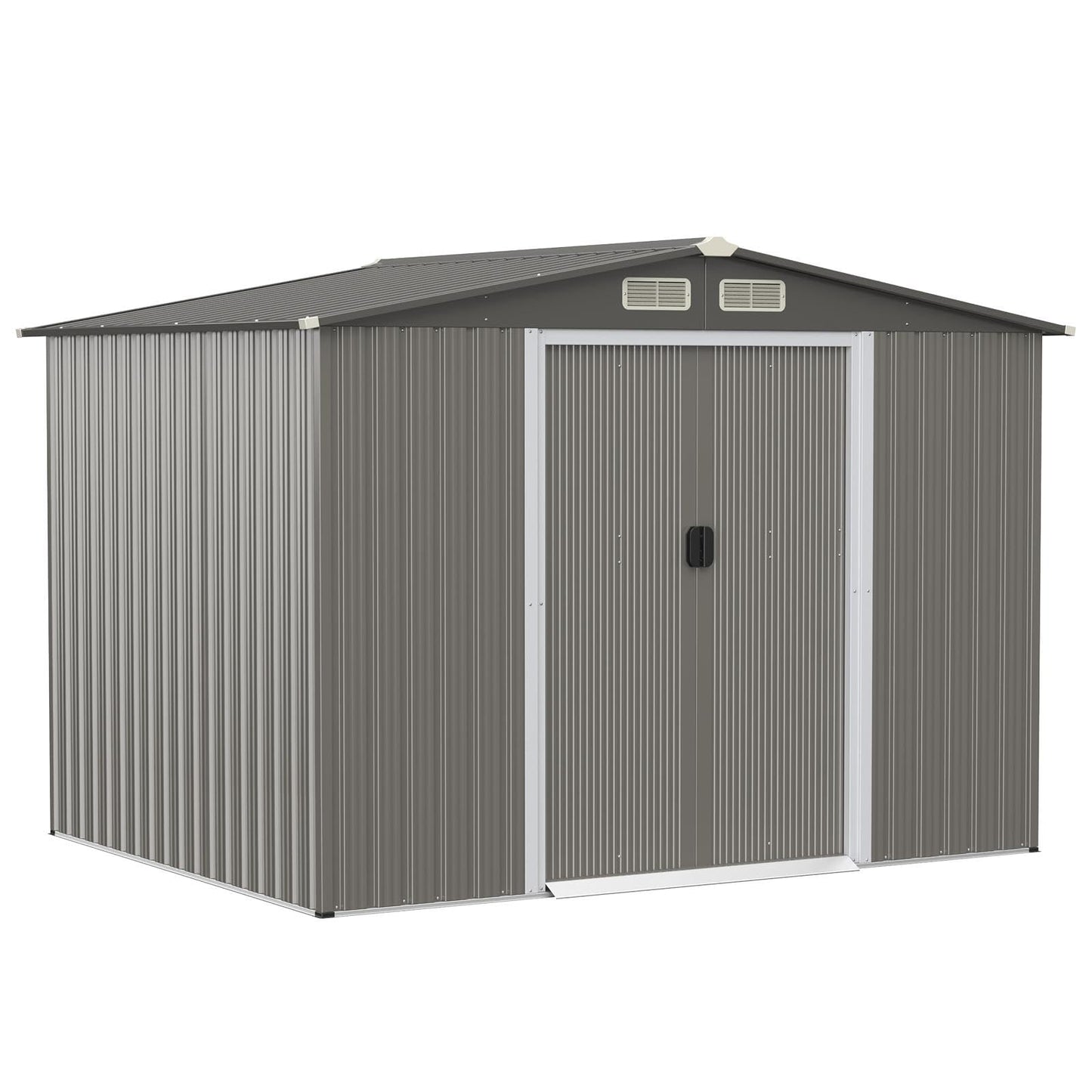 GiantexUK  Metal Garden Shed (8.5x7FT, Light Grey)