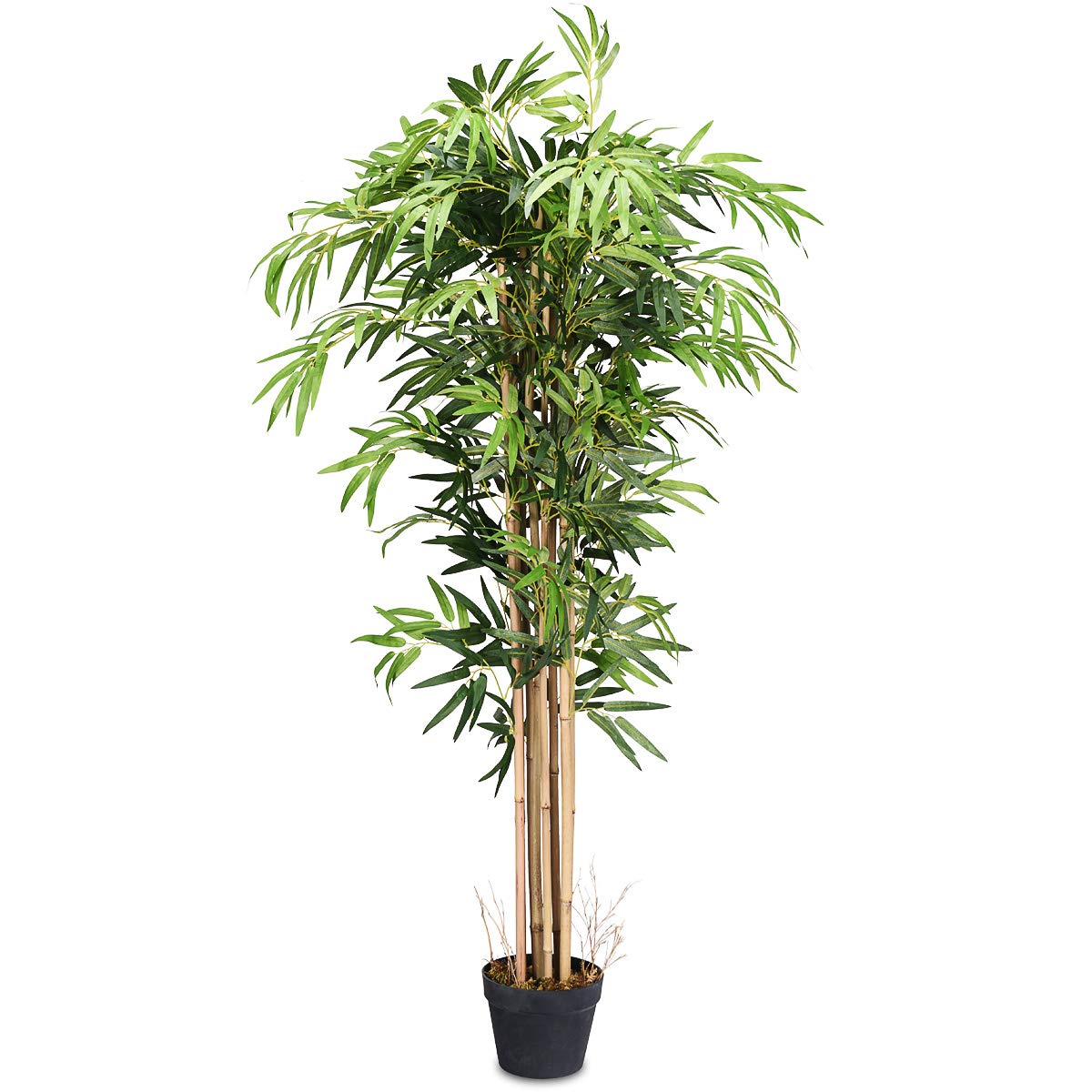 GiantexUK Artificial Plant Tree, Fake Decorative Trees with Plastic Pot and Leaves (Artificial Bamboo)