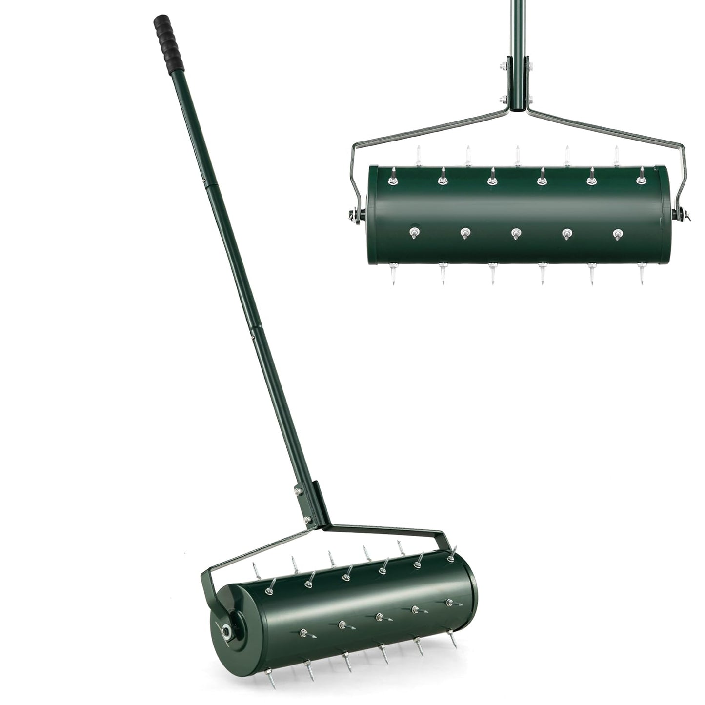 GiantexUK Outdoor Lawn Aerator, Heavy Duty 43/53cm Manual Grass Roller with Sand Filled Drum & 130cm Detachable Handle