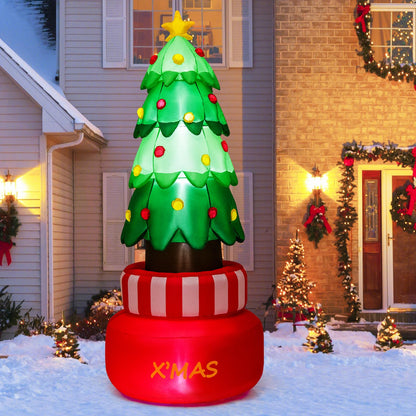 2.4M Inflatable Christmas Decoration, Blow up Christmas Tree with LED Lights (Green Rotating Tree)