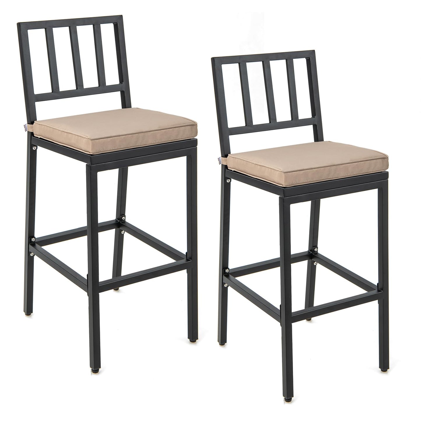 GiantexUK Bar Stools Set of 2, Upholstered Barstools with Removable Cushion