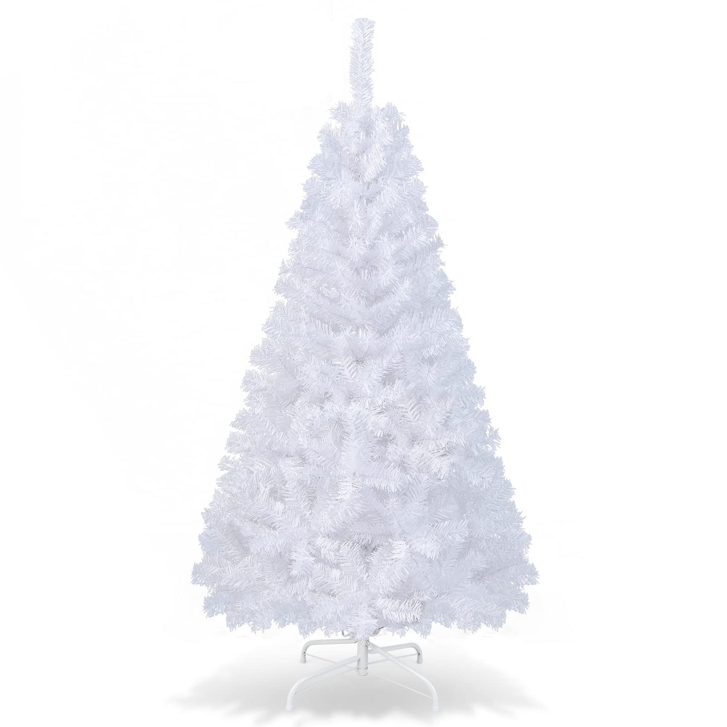 White Christmas Tree with Metal Stand, Artificial Realistic Natural Branches Pine Xmas Traditional Decorations Indoor (White, 5Ft /1.5M)