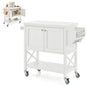 GiantexUK Kitchen Island on Wheels, Wooden Storage Trolley with Door Cabinet, Open Shelf