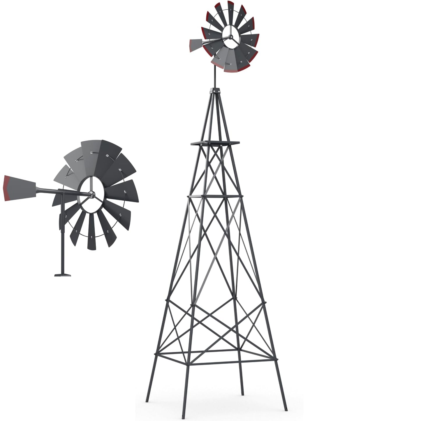 GiantexUK Garden Metal Windmill, 8FT Ornamental Wind Mill